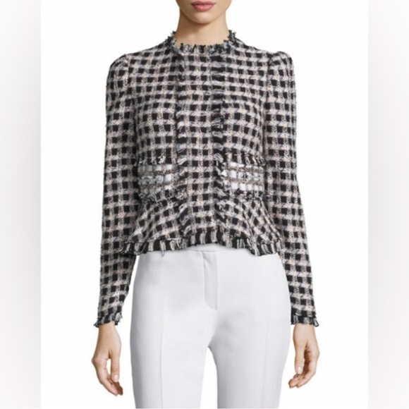 Rebecca Taylor Jackets & Blazers - Rebecca Taylor Black and White Tweed Fringe  Blazer Sz 6
